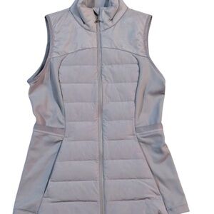 Lululemon Athletica Down For It All  Light Gray Sleeveless Full Zip Vest